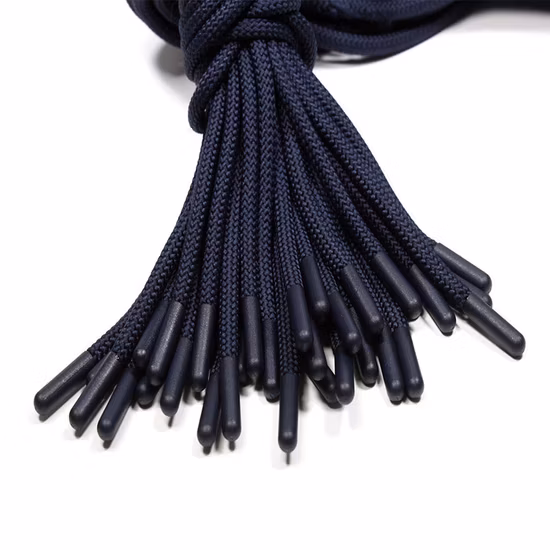 Vendas quentes duráveis ​​retro preto azul poliéster cadarços planos para sapatos de prancha