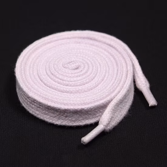 Cadarço de sapato plano branco personalizado com pontas de plástico